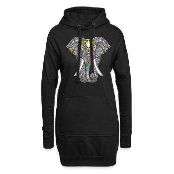 Yoga Mandala Elephant For Yoga Lover - Hoodie-Kleid - Schwarz - Vorne