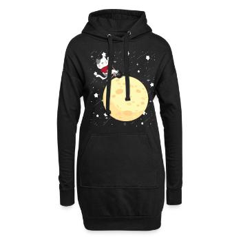 Chat fait du vélo sur la lune Chaton mignon - Sweat-shirt à capuche long Femme - noir - Devant
