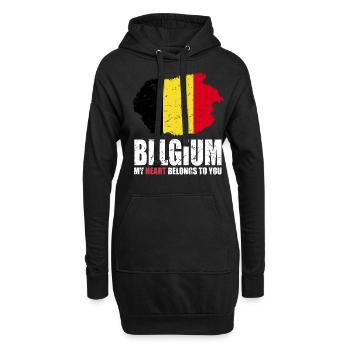 Drapeau de la Belgique - Sweat-shirt à capuche long Femme - noir - Devant