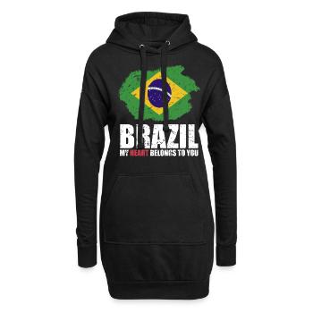 Drapeau du Brésil - Sweat-shirt à capuche long Femme - noir - Devant