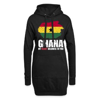 Ghana Fahne - Hoodie-Kleid - Schwarz - Vorne