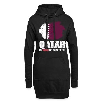 Katar Fahne - Hoodie-Kleid - Schwarz - Vorne