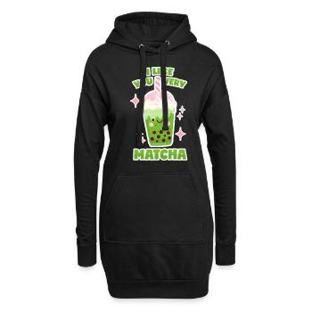 Matcha Bubble Tea - Hoodie-Kleid - Schwarz - Vorne