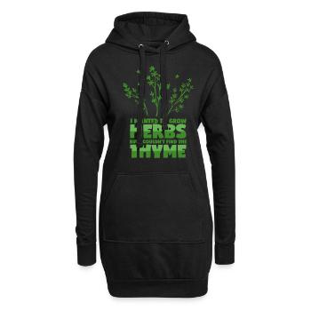 Kräuter Spruch - Thymian Wortwitz - Hoodie-Kleid - Schwarz - Vorne