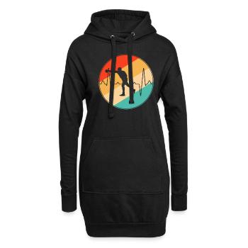 Boxen Herzschlag Retro - Hoodie-Kleid - Schwarz - Vorne