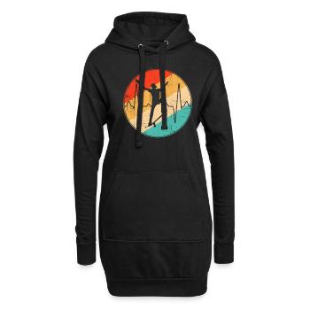 skaten retro Herzschlag - Hoodie-Kleid - Schwarz - Vorne