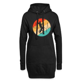 Unicycle Retro Heartbeat - Sweat-shirt à capuche long Femme - noir - Devant