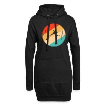Fechten Retro Herzschlag - Hoodie-Kleid - Schwarz - Vorne