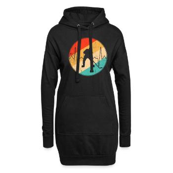 Hockey sur glace Retro Heartbeat - Sweat-shirt à capuche long Femme - noir - Devant