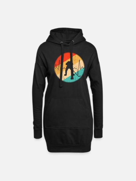 Eishockey Retro Herzschlag - Hoodie-Kleid - Schwarz