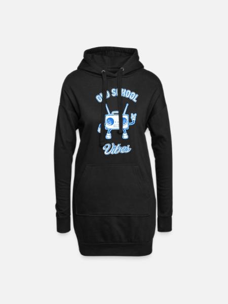 Old School Vibes Retro Beat Box Music Lover - Hoodie-Kleid - Schwarz