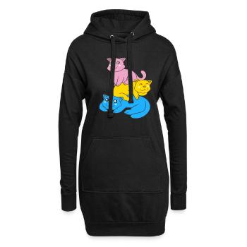 Pansexualität Flagge Katzen Pan Stolz Farbe - Hoodie-Kleid - Schwarz - Vorne