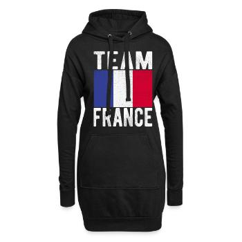 Français drapeau - Sweat-shirt à capuche long Femme - noir - Devant