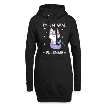 Magical Purrmaid Meerjungfrau Katze Katzenliebe - Hoodie-Kleid - Schwarz - Vorne