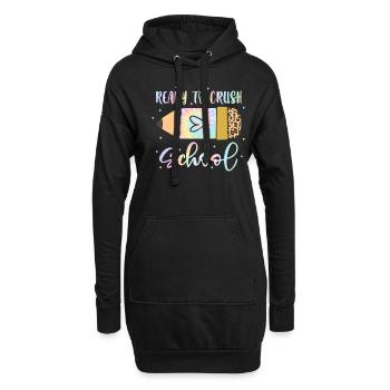 Un écolier prêt à écraser l’école - Sweat-shirt à capuche long Femme - noir - Devant