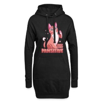 Chat positif - Pawsitive! - Sweat-shirt à capuche long Femme - noir - Devant