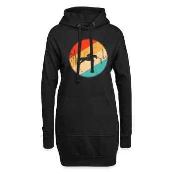 Pferd retro herzschlag - Hoodie-Kleid - Schwarz - Vorne