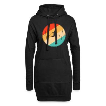 Ski Rétro Heartbeat - Sweat-shirt à capuche long Femme - noir - Devant