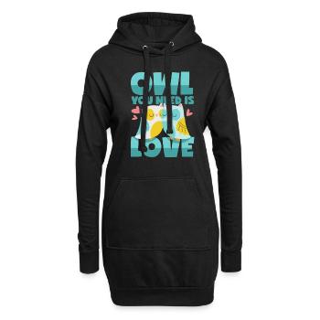 Amour des hiboux - Sweat-shirt à capuche long Femme - noir - Devant