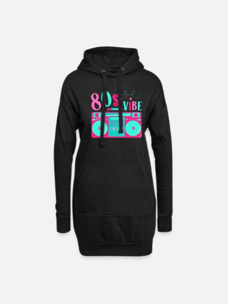 80er Vibe 80er Dekade 1980 Vintage 80er Party - Hoodie-Kleid - Schwarz
