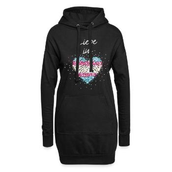 Liebe im Herz Transgender Transsexuell Flagge - Hoodie-Kleid - Schwarz - Vorne