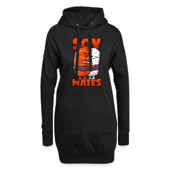 Sushi-Seelenverwandte mit Sojasoße - Hoodie-Kleid - Schwarz - Vorne