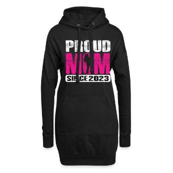 Maman fière depuis 2023 - Sweat-shirt à capuche long Femme - noir - Devant