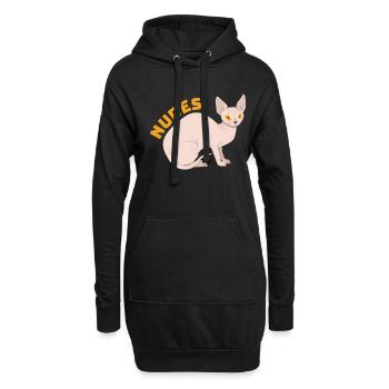 Chaton chat Sphynx nu - Sweat-shirt à capuche long Femme - noir - Devant