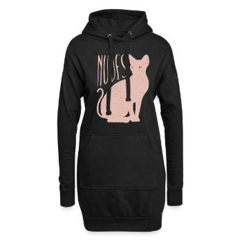 Chaton chat Sphynx nu - Sweat-shirt à capuche long Femme - noir - Devant