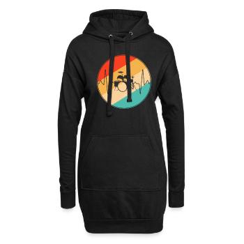 Batterie Retro Heartbeat - Sweat-shirt à capuche long Femme - noir - Devant