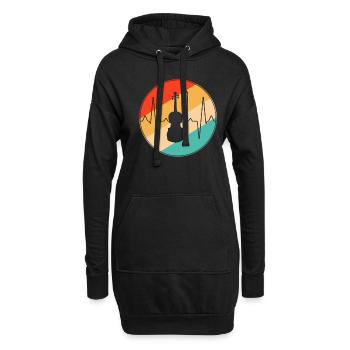 Violon Retro Heartbeat - Sweat-shirt à capuche long Femme - noir - Devant