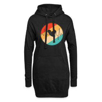 Squirrel Retro Heartbeat - Hoodie Dress - black - Front