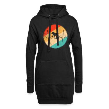 Affe Retro Herzschlag - Hoodie-Kleid - Schwarz - Vorne