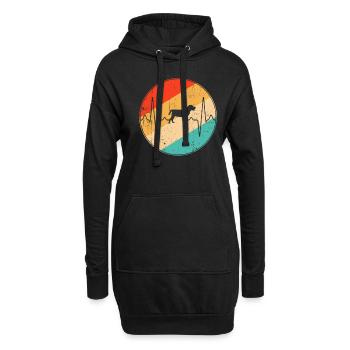 Hund Retro Herzschlag - Hoodie-Kleid - Schwarz - Vorne