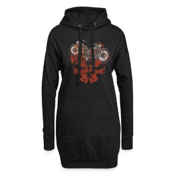 Motorcycle Grim Skull Biker Flame - Hoodie Dress - black - Front
