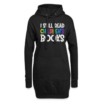 Je lis encore les livres de Childern - Sweat-shirt à capuche long Femme - noir - Devant