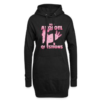 Axolotl Wortwitz: Du stellst eine Menge Fragen! - Hoodie-Kleid - Schwarz - Vorne