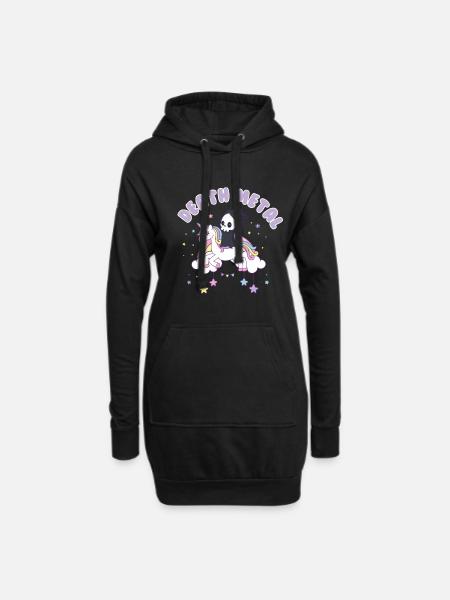 Einhorn auf Wolke Death Metal - Hoodie-Kleid - Schwarz