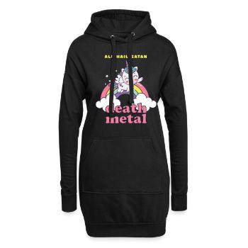 Einhorn auf Wolke Death Metal - Hoodie-Kleid - Schwarz - Vorne