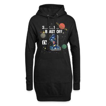 Blast Off J’ai 1 an, 1er anniversaire - Sweat-shirt à capuche long Femme - noir - Devant