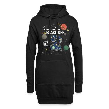 Blast Off Ich Bin2 Jahre Alt, 2. Geburtstag - Hoodie-Kleid - Schwarz - Vorne