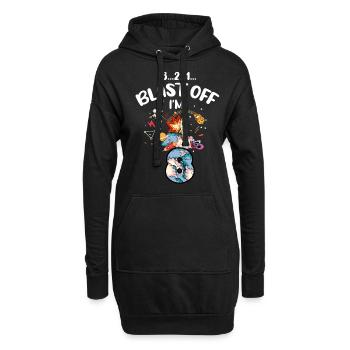 Blast Off Ich Bin 8 Jahre Alt, 8. Geburtstag - Hoodie-Kleid - Schwarz - Vorne