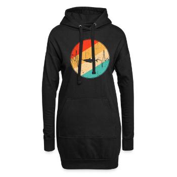 Hai Retro Herzschlag - Hoodie-Kleid - Schwarz - Vorne