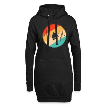 Koala Retro Herzschlag - Hoodie-Kleid - Schwarz - Vorne