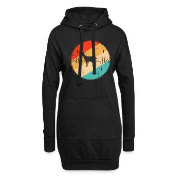 Ziege Retro Herzschlag - Hoodie-Kleid - Schwarz - Vorne