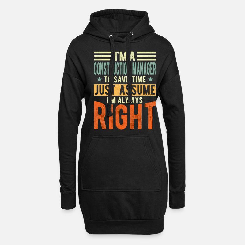 Bauleiter - Hoodie-Kleid - Schwarz