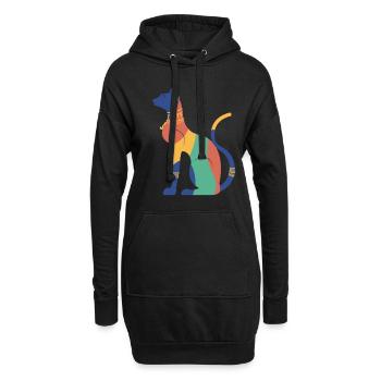 Bastet Chat égyptien Egypte Pyramide - Sweat-shirt à capuche long Femme - noir - Devant