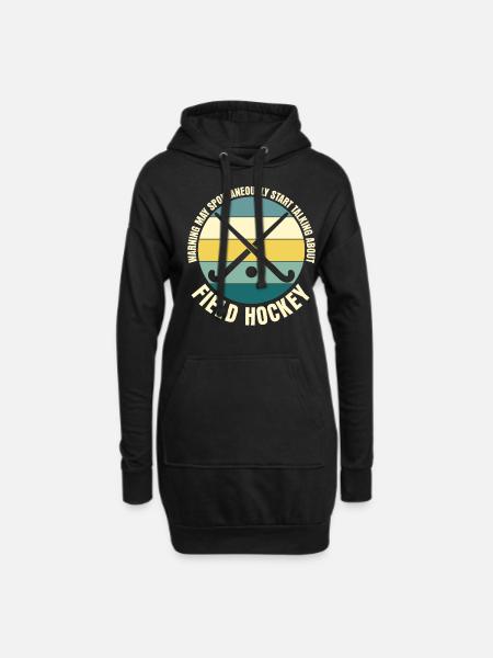 Field Hockey Retro Hockeyschläger - Hoodie-Kleid - Schwarz