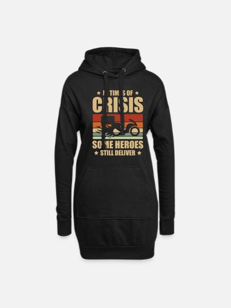 In Krisenzeiten Liefern Manche Helden Immer Noch - Hoodie-Kleid - Schwarz