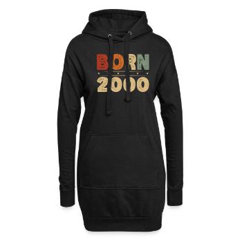 Geboren 2000 Dekade 2000 Ära Millenium Vintage - Hoodie-Kleid - Schwarz - Vorne